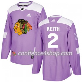 Adidas Maillot de Hockey Chicago Blackhawks Duncan Keith 2 2017-2018 Violet Fights Cancer Practice Authentic - Homme